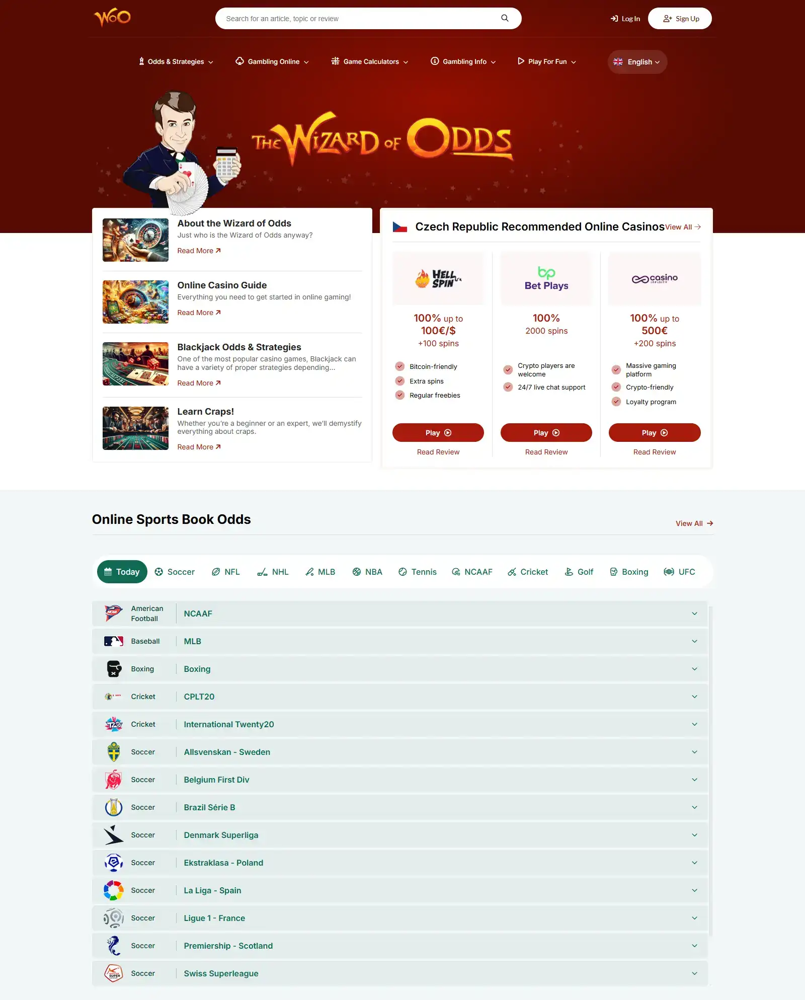 Casino Game Odds and Strategy on Wizard of Odds